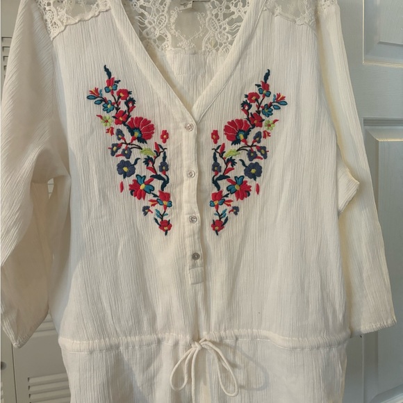 VINTAGE AMERICA FLOWER PRINT BLOUSE. - Picture 2 of 5